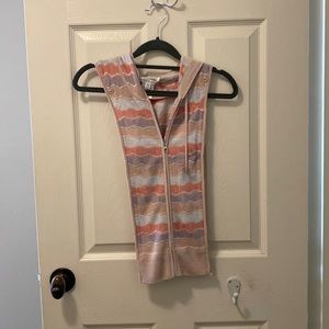 Veronica Beard Knit Hoodie Dickey Pink Purple Blue Drawstring Full Zipped EUC